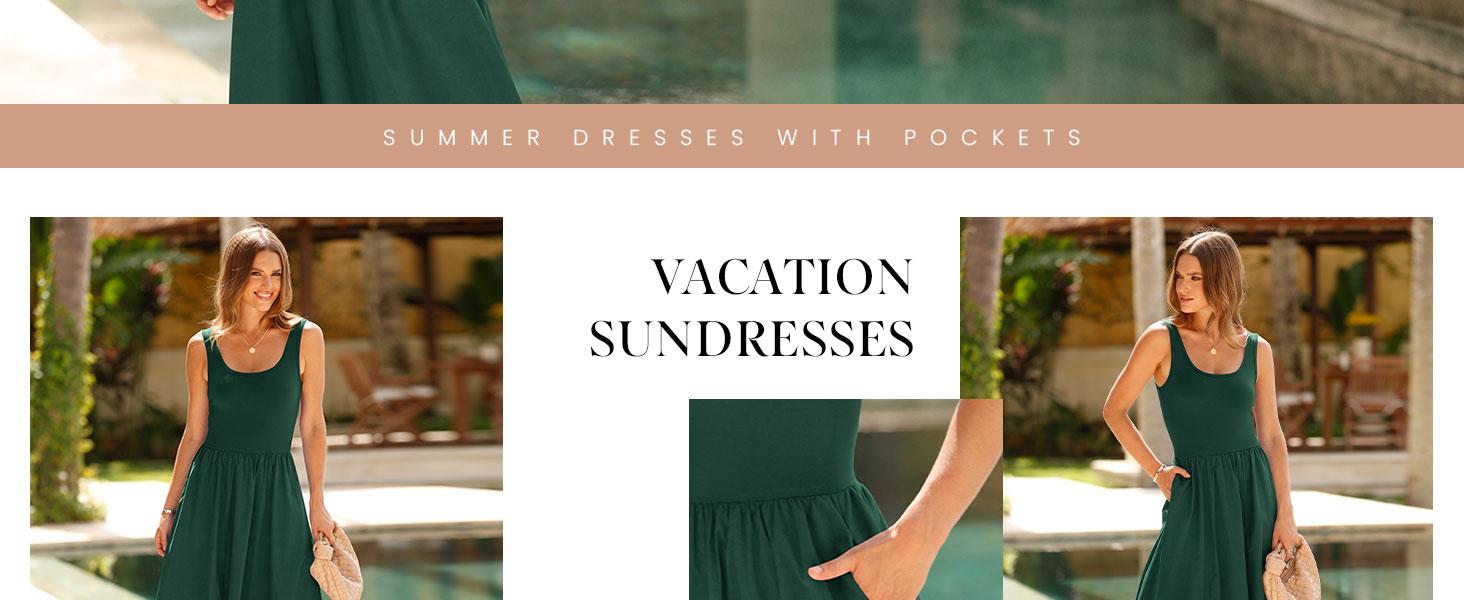 PrettyGarden Womens Summer Casual Scoop Neck Sleeveless Long Dresses with Pockets - Aline Swing Maxi Style, Comfortable Design - Womenswear