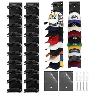 Hat Organizer for Baseball Caps 2-Pack Multilayer Hat Hanger Holder Display,Space-Saving & Flexible Storage,for Door Closet Easter Cap Organizer Storage with Two Mounting Options Black