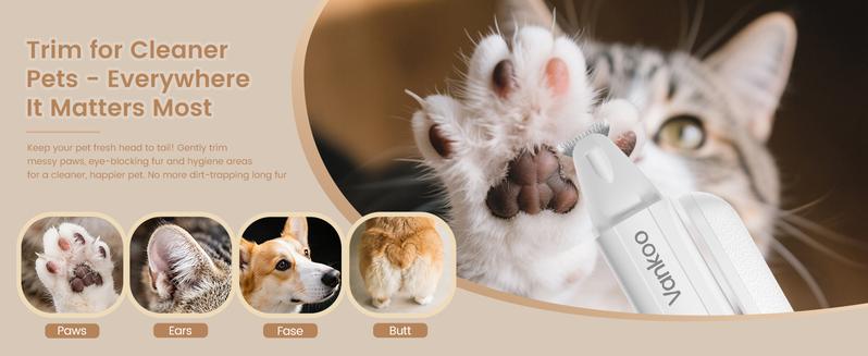 Vankoo 2-in-1 Pet Grooming Tool – LED Dog Nail Clipper & Paw Hair Trimmer, Rechargeable & Waterproof, Safe for Dogs & Cats