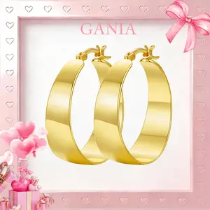 GANIA 18K gold hoop earrings - Women's version, hypoallergenic multi-size earrings with a lightweight large hoop design - 30/40/50/60 millimeters - Valentine's Day gift