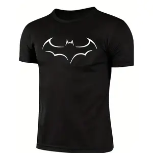 2024 large size mens loose t shirt fashion bat print mens short sleeve t shirt summer new mens casual t shirt black