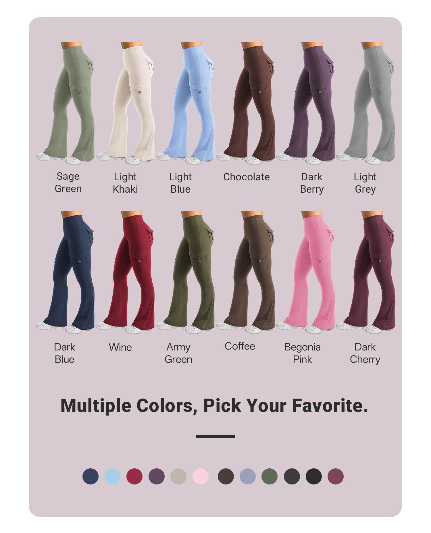 YEOREO CoreFlex High Waist Tummy Control Flare Leggings with Pockets Seamless Scrunch Butt-Lift Cargo Yoga Gym Pants