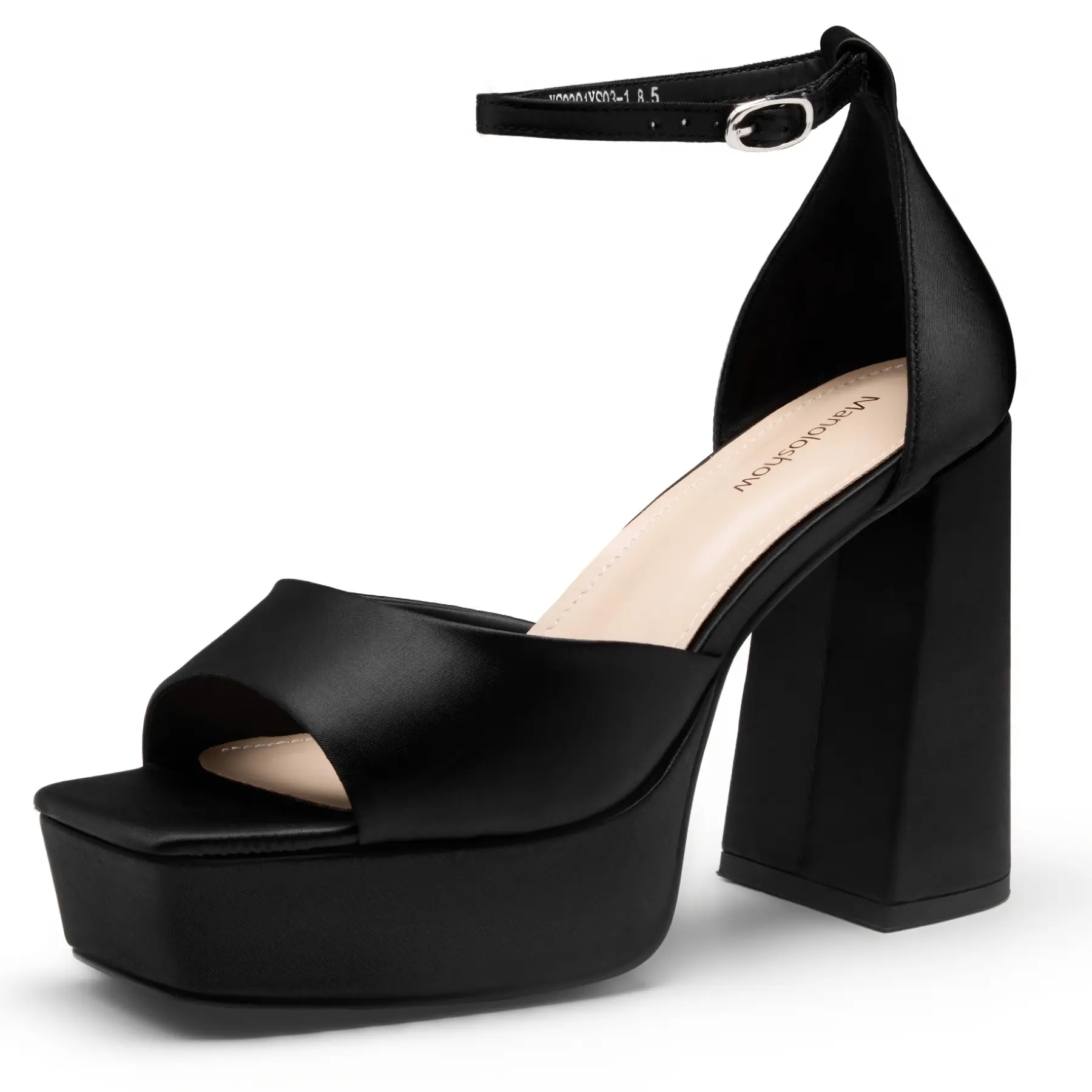 ReneChristine Women's Peep Toe Chunky Heel Sandals, Ankle Buckle Strap, Platform Heels, 12cm (4.7")