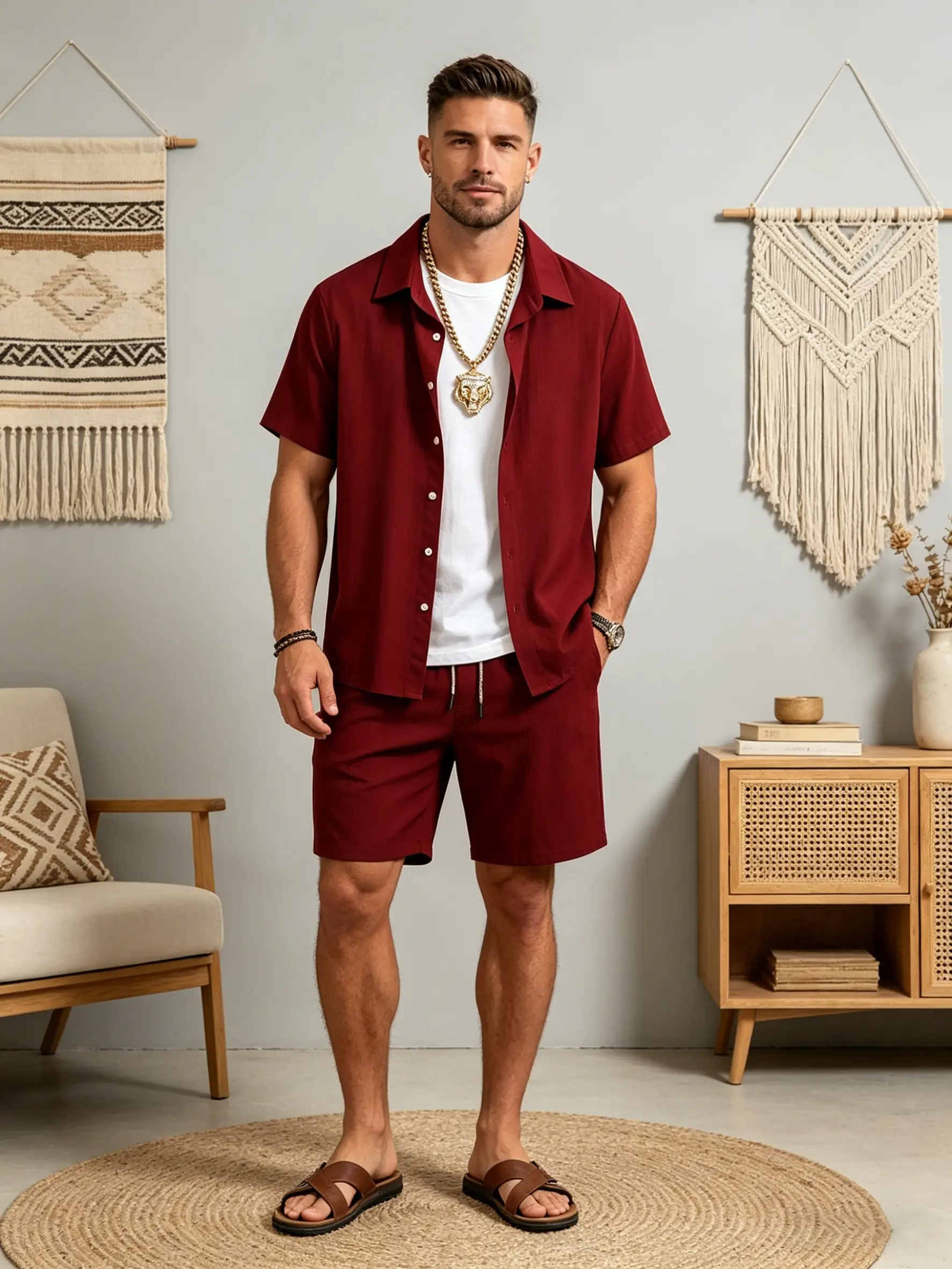 Men's Striped Print Button Up Shirt & Shorts Set Regular Fit Casual Short Sleeve Collared Top & Shorts for Daily Wear Stylish Summer Clothes Matching Set Menswear - Suits