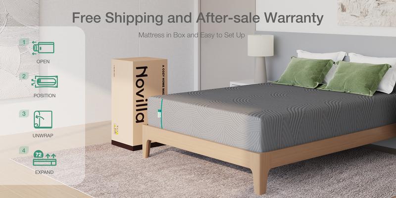 Novilla Memory Foam Mattress&Fiberglass-Free, Cooling Gel Infused Gel Mattress in a Box , Medium-Firm,  Washable Cover,10inch/12inch/14inch and Queen/King Size,TikTokShopfalldealsforyou ,Responsive, queen size mattress,TikTokShopBlackFriday