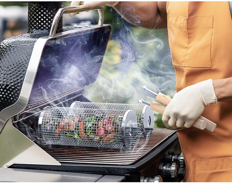 ivtivfu Rolling Grill Baskets 2PCS with Removable Wooden Handles Nesting Design 304 Stainless Steel BBQ Accessories for Vegetables Shrimp Outdoor Camping Kitchen Birthday Gifts for Men Dad Husband - Food ivtivfu Rolling Grill Baskets 2PCS with Removable Wooden Handles Nesting Design 304 Stainless Steel BBQ Accessories for Vegetables Shrimp Outdoor Camping Kitchen Birthday Gifts for Men Dad Husband - Food