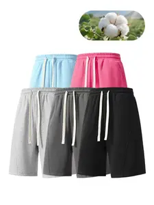 Men's shorts summer solid color casual shorts, waist drawstring side pocket design - soft, breathable, skin friendly, comfortable, versatile outdoor activity pants for daily use