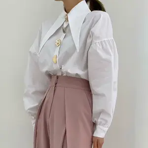 Women Contoure Elegant Pointed Collar Blouse – Long Sleeve Office Shirt Argie Noir