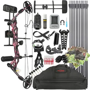 Compound bow set 30-60lbs adjustable 320fps labor saving ratio 80% beginner to expert archery equipment adult bow and arrow set with set accessories