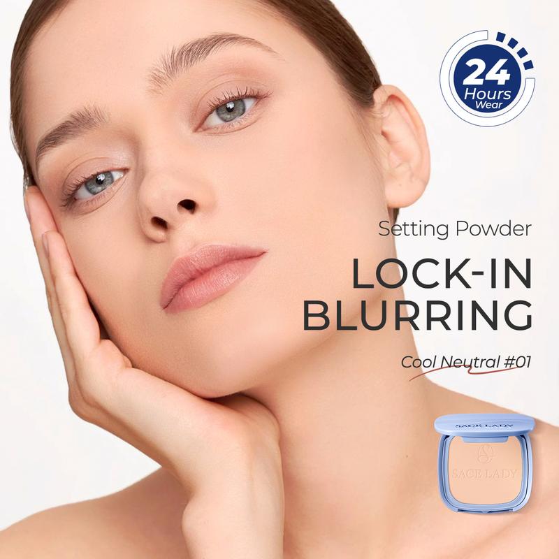 SACE LADY Oil Control Face Setting Powder,Waterproof Long Lasting Talc-Free Pressed Powder Matte Face Makeup With Puff 0.35Oz
