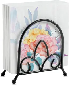 Upright Napkin Holder for Tables, Modern Metal Black Paper Napkin Holders for Kitchen, Dining Tables & Countertops Standing Napkin Dispenser Cocktail Napkin Holders for for Indoor & Outdoor Use