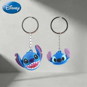 Disney Stitch Keychain 1Pc Officially Licensed Collectible Cute Pet Animal Anime Keyring Backpack Decoration Car key Pendant Desk Ornament PVC Soft Rubber Gift