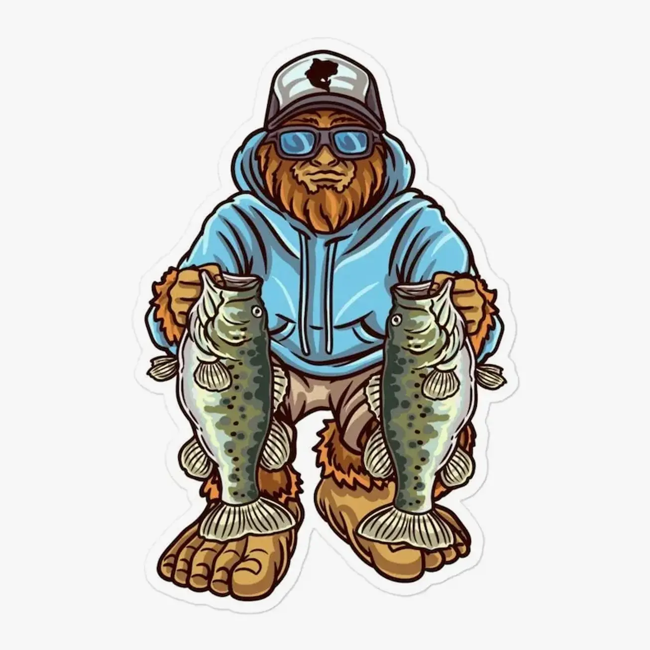 Largemouth Bass Fishing Sticker , Bigfoot Fishing Sticker , Fishing Sticker , Fishermen Sticker , Fishing Decal - Cars, Trucks, Laptops, Coolers, Toolboxes, Windows & More Waterproof Vinyl Sticker