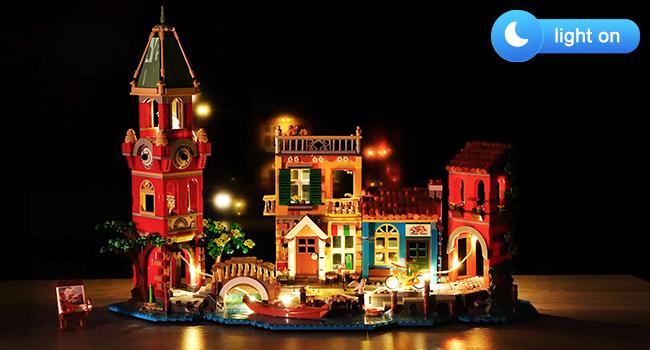Venice Main Street Building Set for Adults, 2155 PCS City Riverside House Building Block Kit with Light Flower Shop Pizzeria, Home Decor Architecture Brick Model Women Men Teen Girl 12+