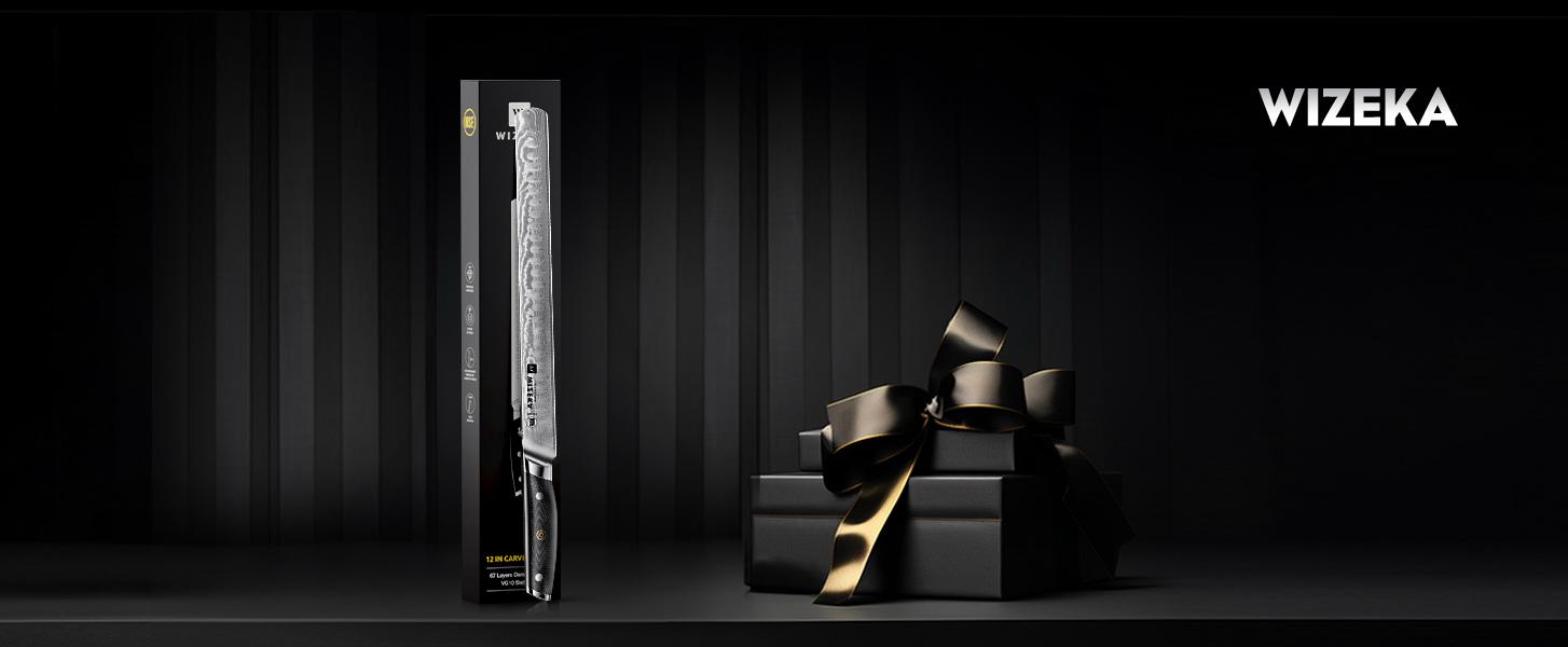 WIZEKA Brisket Knife,Ultra Sharp 12 Inch Damascus Slicing knife,Full Tang Carving Knife for Meat Cutting with G10 Handle,BBQ Knife,Great for Slicing Roasts, Meats, Fruits WIZEKA Brisket Knife,Ultra Sharp 12 Inch Damascus Slicing knife,Full Tang Carving Knife for Meat Cutting with G10 Handle,BBQ Knife,Great for Slicing Roasts, Meats, Fruits