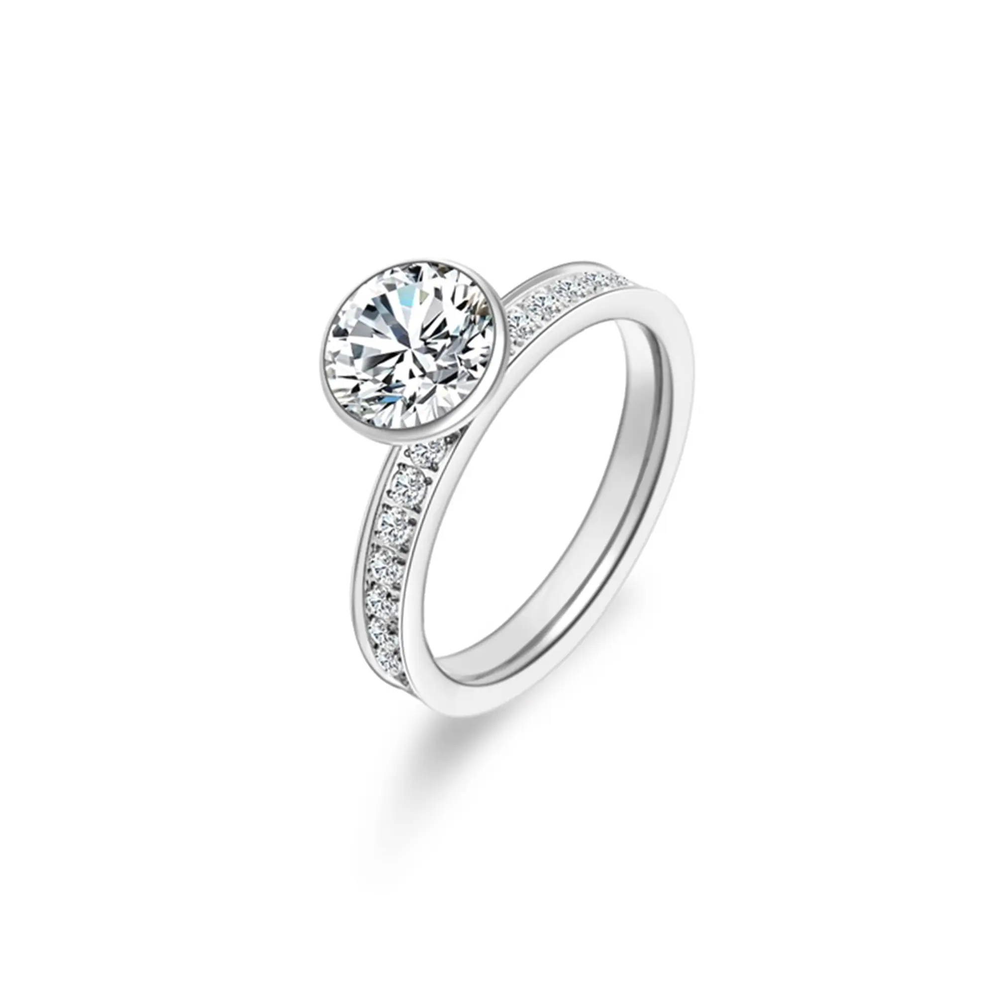 RG112W B.Tiff 2 ct Solitaire Pave Engagement Ring [Thin Band]