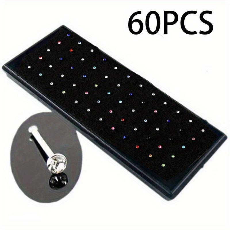 60pcs Colorful Stainless Steel Nose Ring, Nose Ring Set, Screw Nose Nail, Stainless Steel Piercing Nose Set, Body Piercing Jewelry Belly Button Piercing Hoop Set
