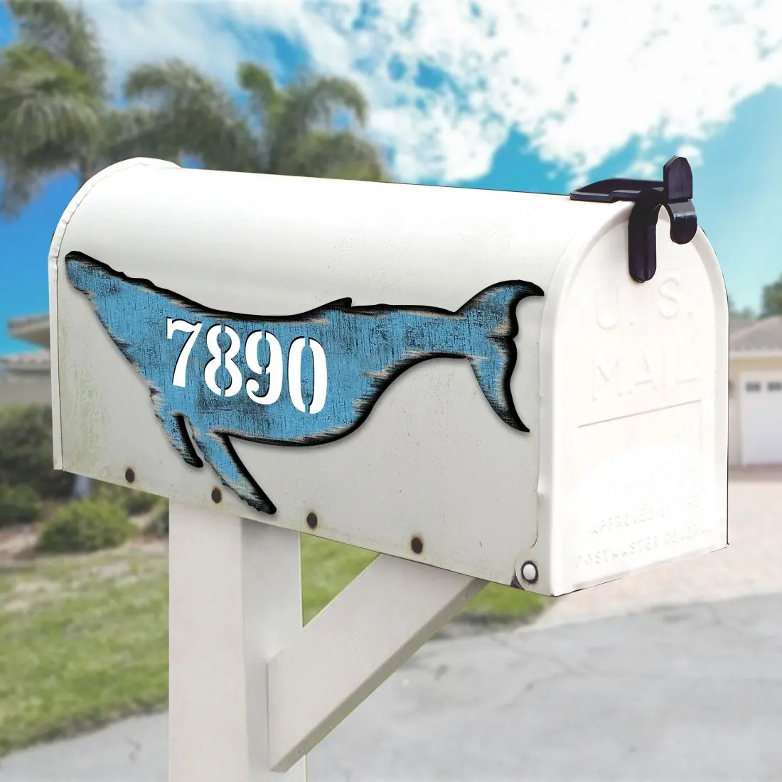 Designocracy MA985163-18 18 in. Whale Coastal Wooden House Number Sign Decor