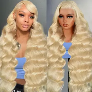 613 13x4 Lace Front Wig Human Hair 180 Density Blonde Wig Human Hair 613 HD Lace Frontal Wig 13x4 Blonde Body Wave Lace Front Wigs Human Hair Pre Plucked Glueless Wigs for Women