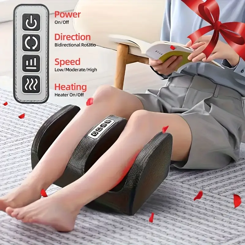 Renhui Electric Foot-Leg Massager with Heating Function, Adjustable Settings for Legs Relaxing Relief, Home Use Personal Care Massage Device Ideal as a Gift, Foot Massager