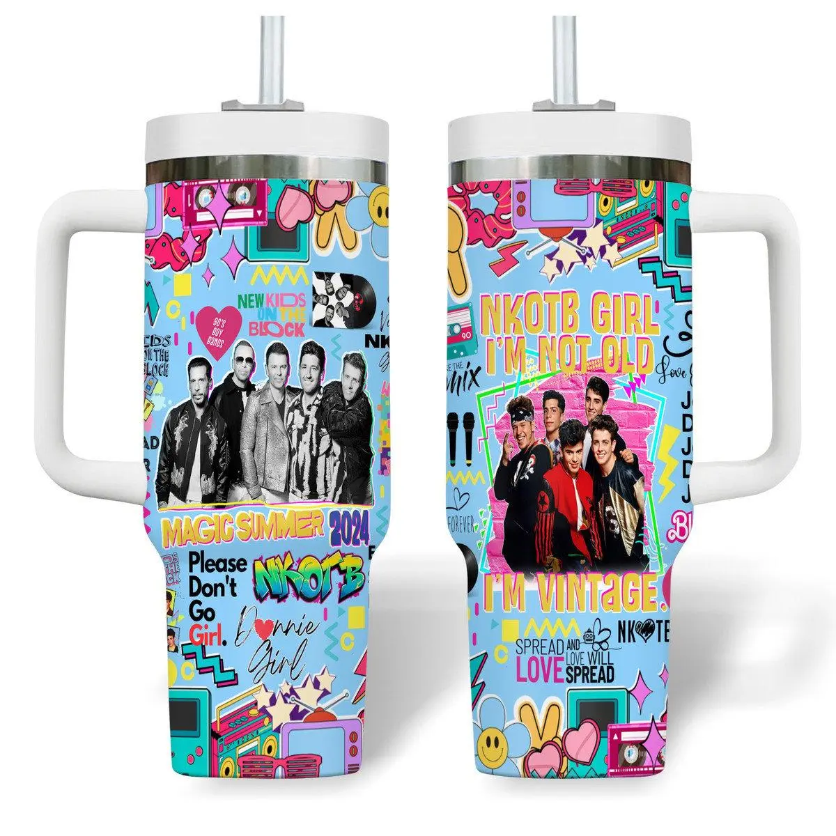 New Kids On The Block Music 40oz Tumbler With Handle, Gift for fan, dealsforyou, summerwins, summersale, midyearsale, restock, dealsforyoudays, DFYD