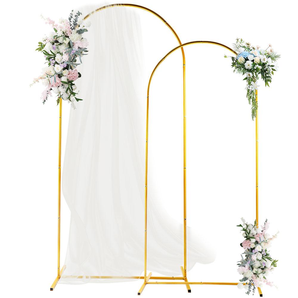 Golden Arch Backdrop Stand 6FT+7.2FT Metal Arch for Wedding Party Floral Garden Balloon Arches Decorations Solid Durable Versatile Easy Assembly, Gifts for Mother's Day