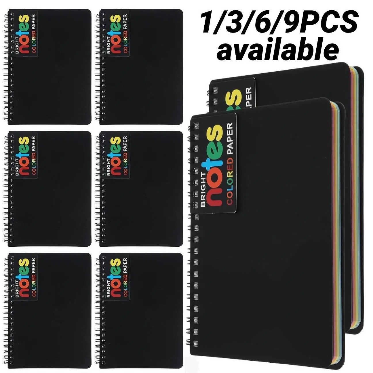 1/3/6/9-Pack Rainbow Spiral Notebooks Set, Stationery Supplies, Note Taking Supplies, 100 Lined Pages, Colored Paper, 360-Degree Foldable, Portable Diary, Lined Journal, Perfect for Notes & Sketches For Spring gift