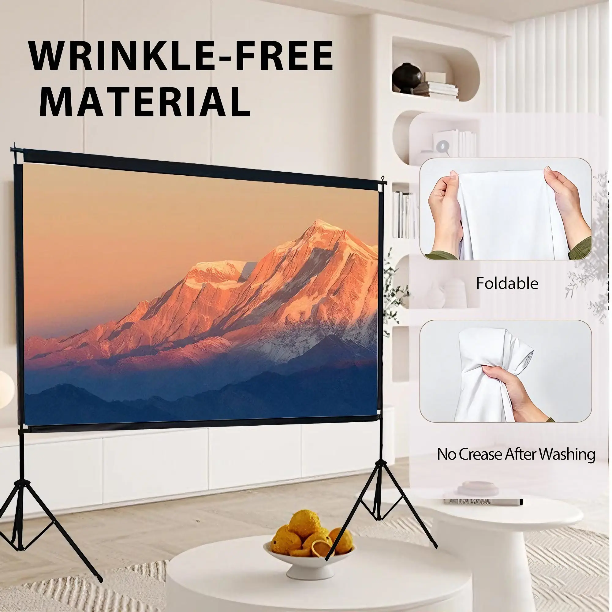 Portable Outdoor Movie Screen with Dual Stands – Take Your Cinema Anywhere with 4K/HD 16:9 Adjustable Frame | Quick Setup Wrinkle-Free Screen for Backyard & Camping