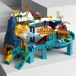 Dinosaur Race Track Car Garage Adventure Playset | 10 Mini Cars | Educational Ramp Toy for Playroom & Backyard | Top Birthday/Christmas Holiday Gift for Kids