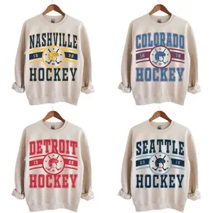 Vintage 90s All Team Hockey fan Sport Sand Sweatshirt, Retro All Team Hockey, Ice Hockey Shirts, Game Day Menswear Classic Fabric