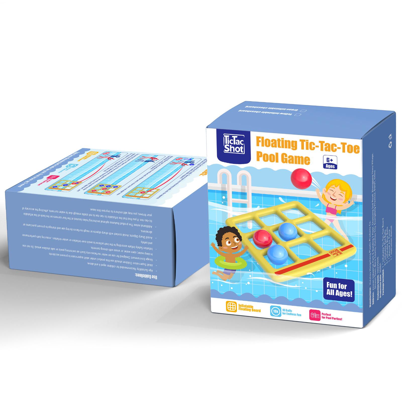 Pool Toys Games Set, Tic-Tac-Toe Inflatable Pool Toy with 10 Balls - Pool Games for Adults Teens Kids 2-10 Players - Pool Party Decorations Poolside Fun