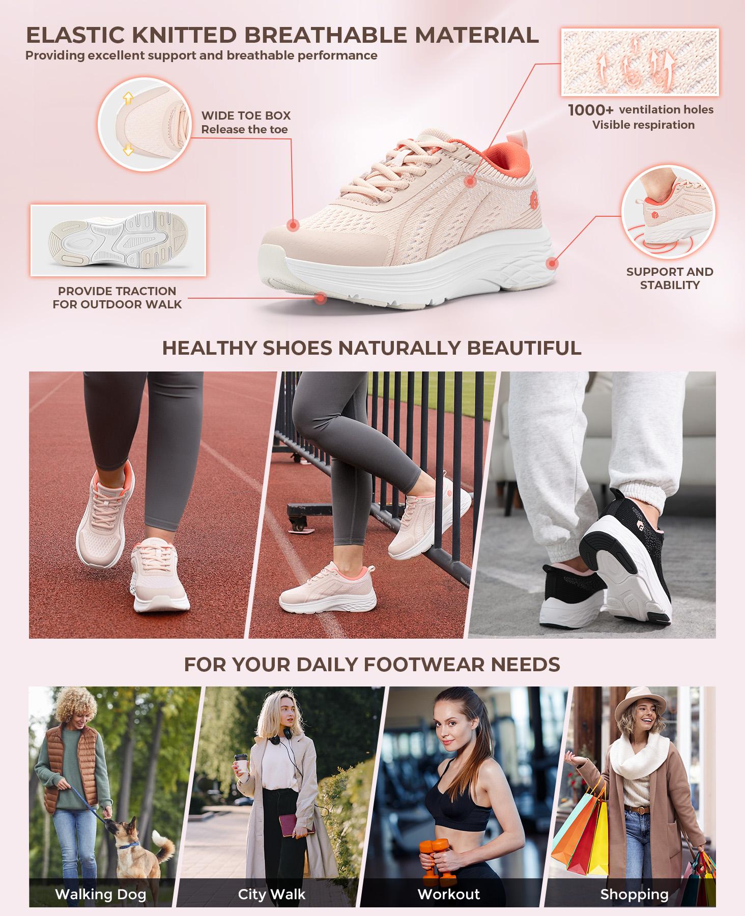 FitVille Women's Cloud Wanderer Stretch Knit Walking Shoes V16 Sneaker Trainer Sports Shoes Athletic Training Runner