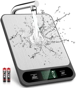 Digital Kitchen Food Scale – 10kg/22lb Stainless Steel Food & Coffee Scale for Baking, Cooking, Package & Postage, LCD Display, Tare Function, Measures Grams & Ounces, Easy Clean, 6 Units