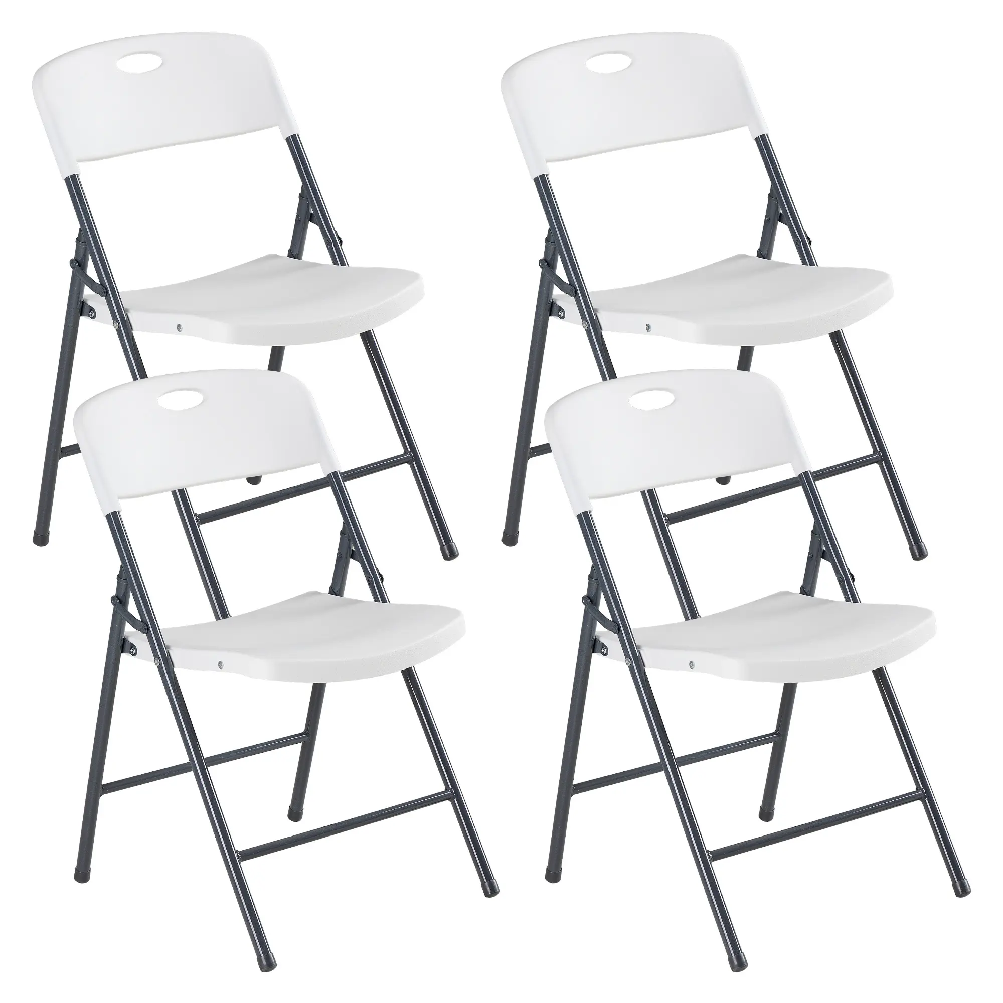 Sweetcrispy Heavy-Duty Plastic Collapsible Folding Dining Chair - Ergonomic Back, 330 Lbs Weight Capacity, Stackable, Portable, Lightweight Folding Chair for Home, Party Use, Collapsible Folding Chair