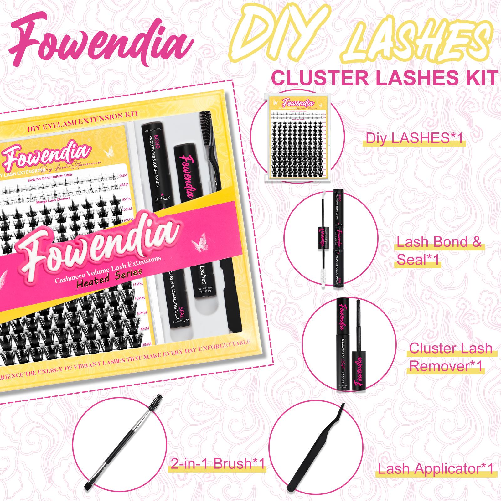 Fowendia California Sunset Wanna Be Freya Manga Lashes Cluster C D Curl DIY Lash Extension Kit and Lash Clusters 8-18mm with Bond Seal and Remover - Ultra-Thin Transparent Bands, Lash Magic Anime False Lash Extension Kit dealsforyoudays