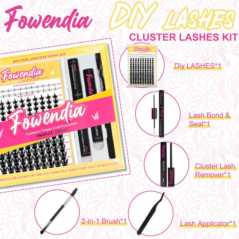Fowendia California Sunset Wanna Be Freya Manga Lashes Cluster C D Curl DIY Lash Extension Kit and Lash Clusters 8-18mm with Bond Seal and Remover - Ultra-Thin Transparent Bands, Lash Magic Anime False Lash Extension Kit dealsforyoudays
