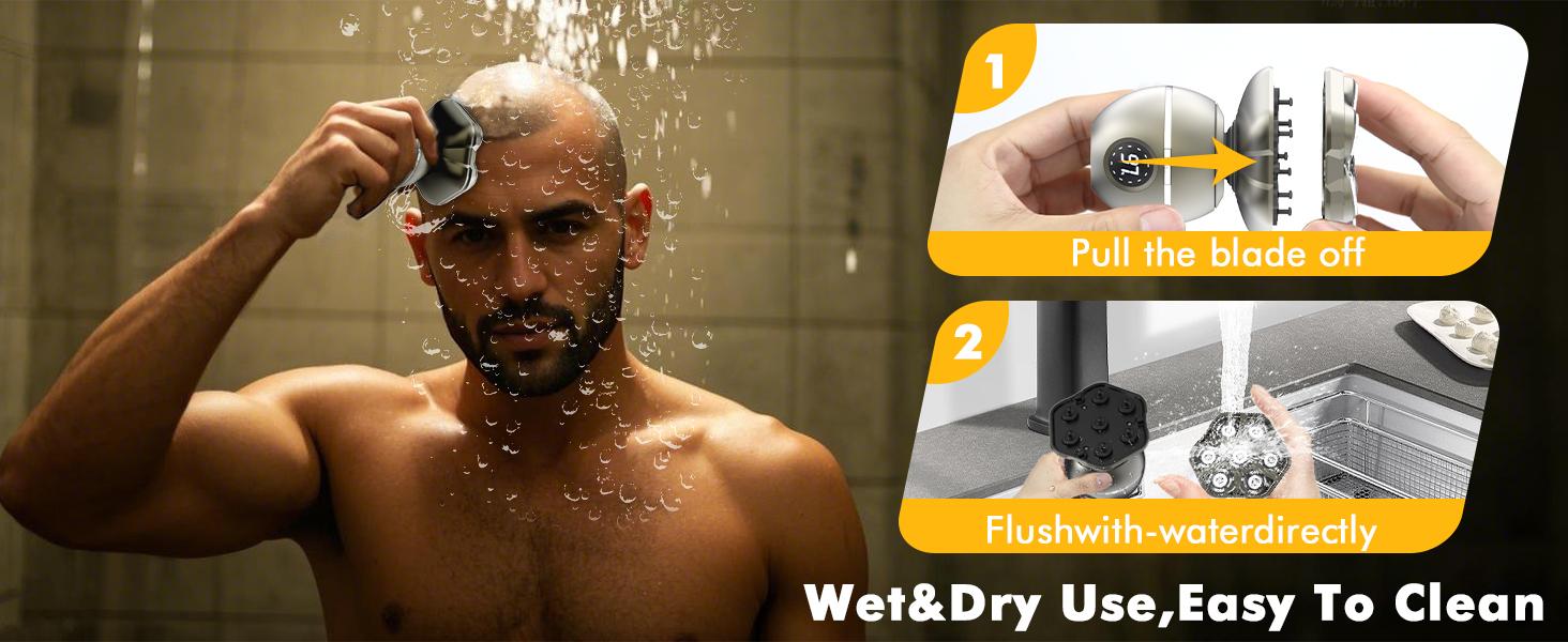 7D Bald Head Shaver for Men, IPX7 Waterproof Electric Razor for Wet Dry Use,  6 in 1 Magnetic Head Shaver for Men with Type-C Charger