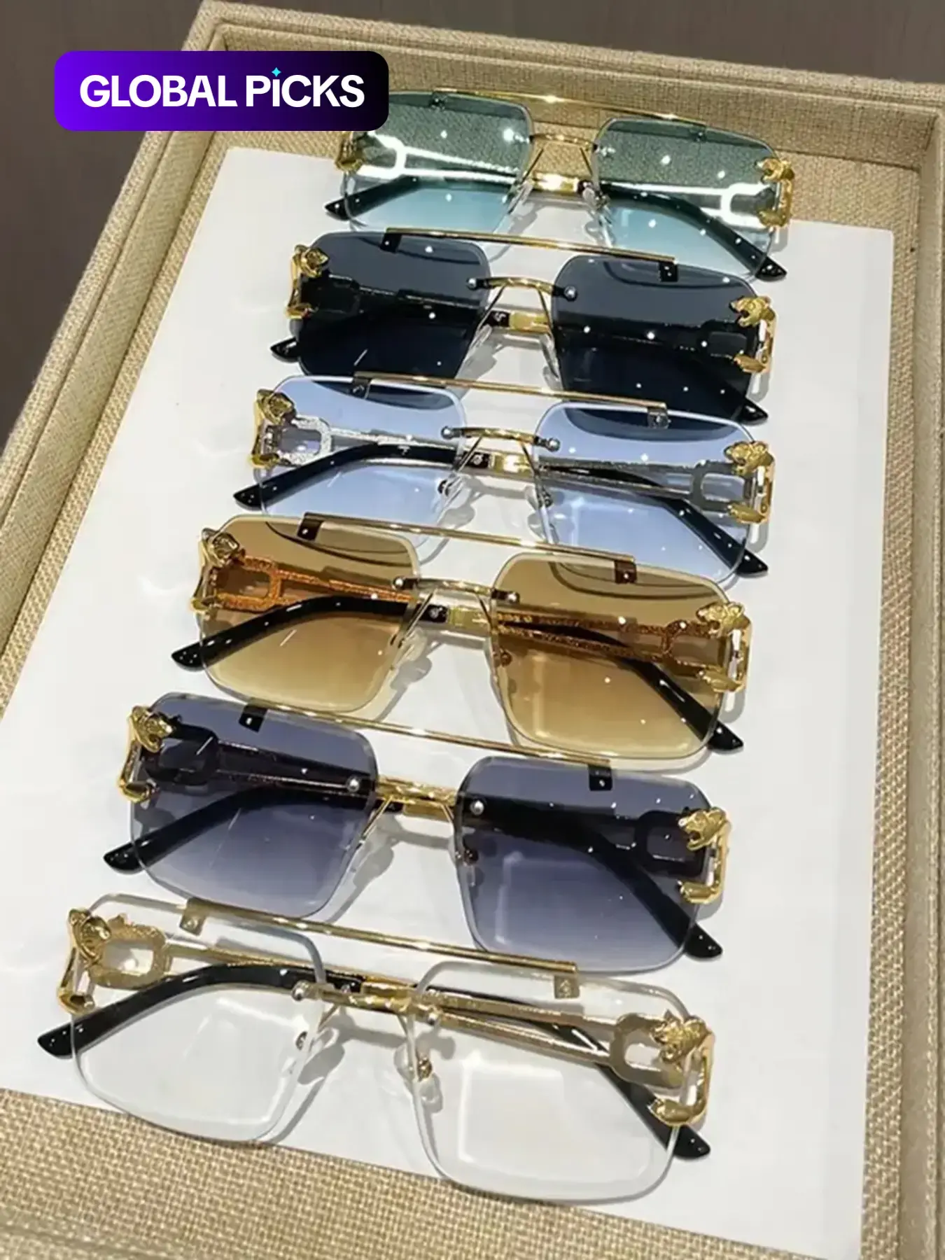 Cool Men's Metal Rimless Sunglasses, Trendy Casual Tinted Lens Frames Sunglasses for Everyday Use, Fashion Eyeglass Accessories for Outdoor Activities, Street Style Shades, Stylish Shades, Rimless Shades
