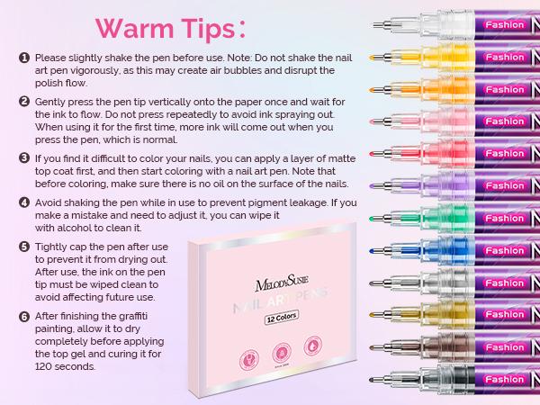 MelodySusie Nail Art Pens Set 0.5MM Nail Polish Pens for Nail Art, Nail Dotting Tool, Drawing Pen for Nail Design for Salon and DIY at Home MelodySusie Nail Art Pens Set 0.5MM Nail Polish Pens for Nail Art, Nail Dotting Tool, Drawing Pen for Nail Design for Salon and DIY at Home