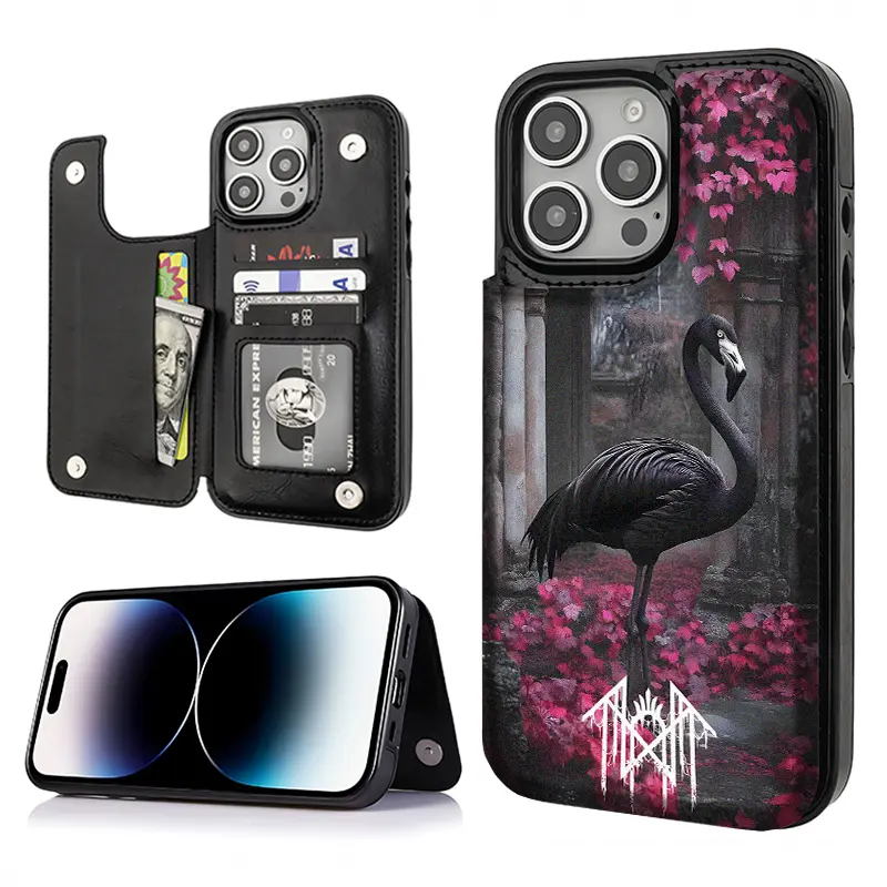 Sleep Token Card Holder Wallet Aesthetic Black Casing For iphone 17 16 15 14 13 12 PRO PLUS MAX PU Leather Stylish Gift Shockproof Protection Anti-Drop Protective Protector Phone Case Shell Cover