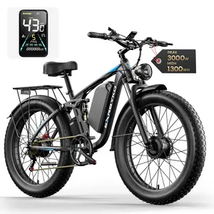 Electric Bike for Adults 43MPH 25Ah 52V Fast Ebike 3000W Peak Dual Motors 26" Full Suspension Fat Tire E Bikes for Men with Hydraulic Brake