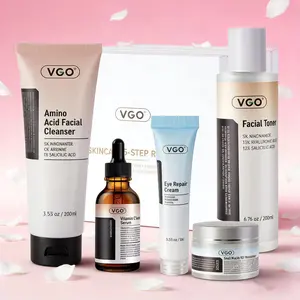 VGO Skincare set, facial cleansing set, gift box set Face Serum, Moisturizer Gentle Serum Vitamina CMoisturizing cream deep hydration easily absorbed winter Moisturizer dry skin Reduce wrinkles brightening serum even skin tone oil control serum