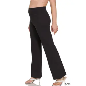Zenana Plus Premium Cotton Fold Over Yoga Flare Pants