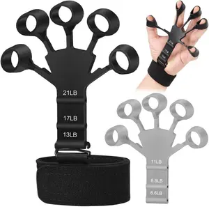 2Pcs Portable Hand Exercise Equipment for Flexibility Training, Hand Muscle Training, Finger Grip Strength Training, Adjustable Strength, Black Gray