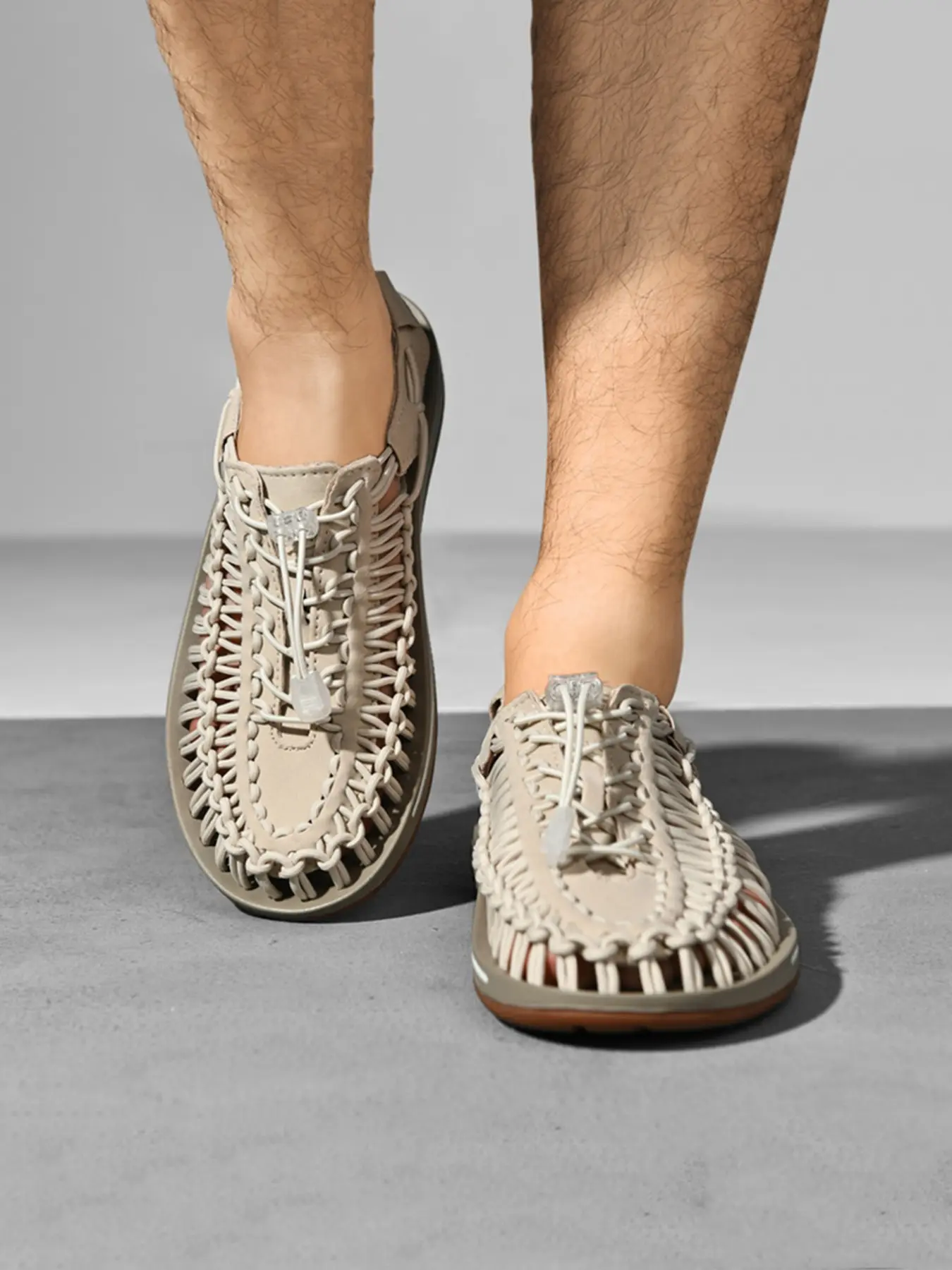 Men's Handwoven Rope Mesh Sports Casual Lightweight Breathable Sandals, Comfortable and Lightweight Fisherman Shoes, Ideal for Outdoor Activities and Summer Wear
