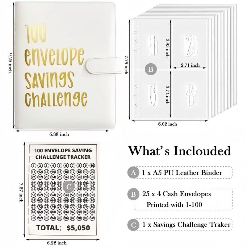 100 Envelopes Money Saving Challenge, Savings Challenges Book with Cash Envelopes, A5 Budget Planner Book to Save $5,050, Easy and Fun Way to Save $5,050