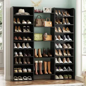 14-Tier Shoe Cabinet, Wood Shoe Storage Organizer for Entryway, Freestanding Shoe Rack Cabinet with 22 Open Cubbies for Front Door Entrance, Living Room, Hallway, Bedroom