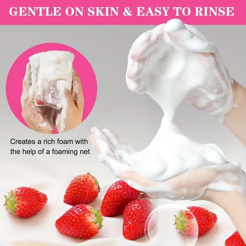 Strawberry Vaginal Oil & Soap Set: 2pcs moisturizing oil and soap. For female intimate care, hydrating, refreshing, pH balanced. Moisturizer Moisture