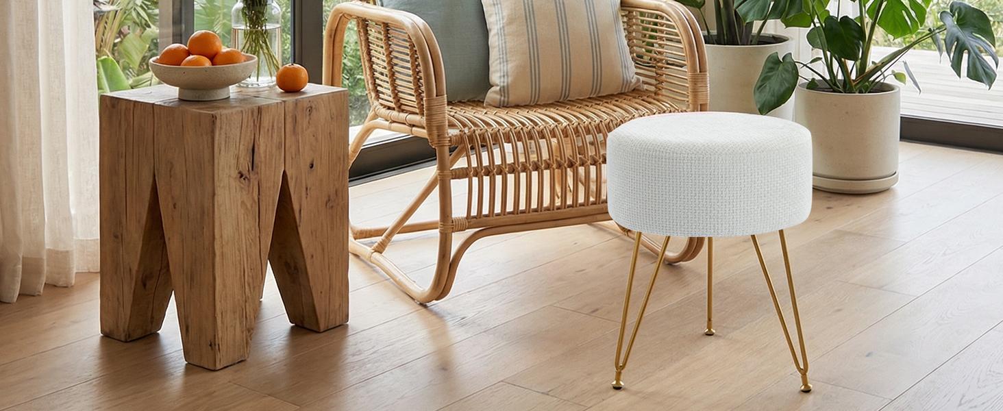 Velvet Vanity Stool - Round Ottoman Footrest Chair for Makeup Room, Bathroom, Bedroom, Living Room, Entryway & Offices Velvet Vanity Stool - Round Ottoman Footrest Chair for Makeup Room, Bathroom, Bedroom, Living Room, Entryway & Offices