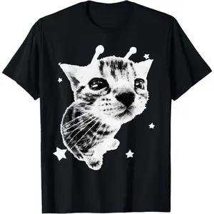 Alien Cat Meme Retro Silly Cat Vintage Kitty Funny T-Shirt Short sleeves shirt